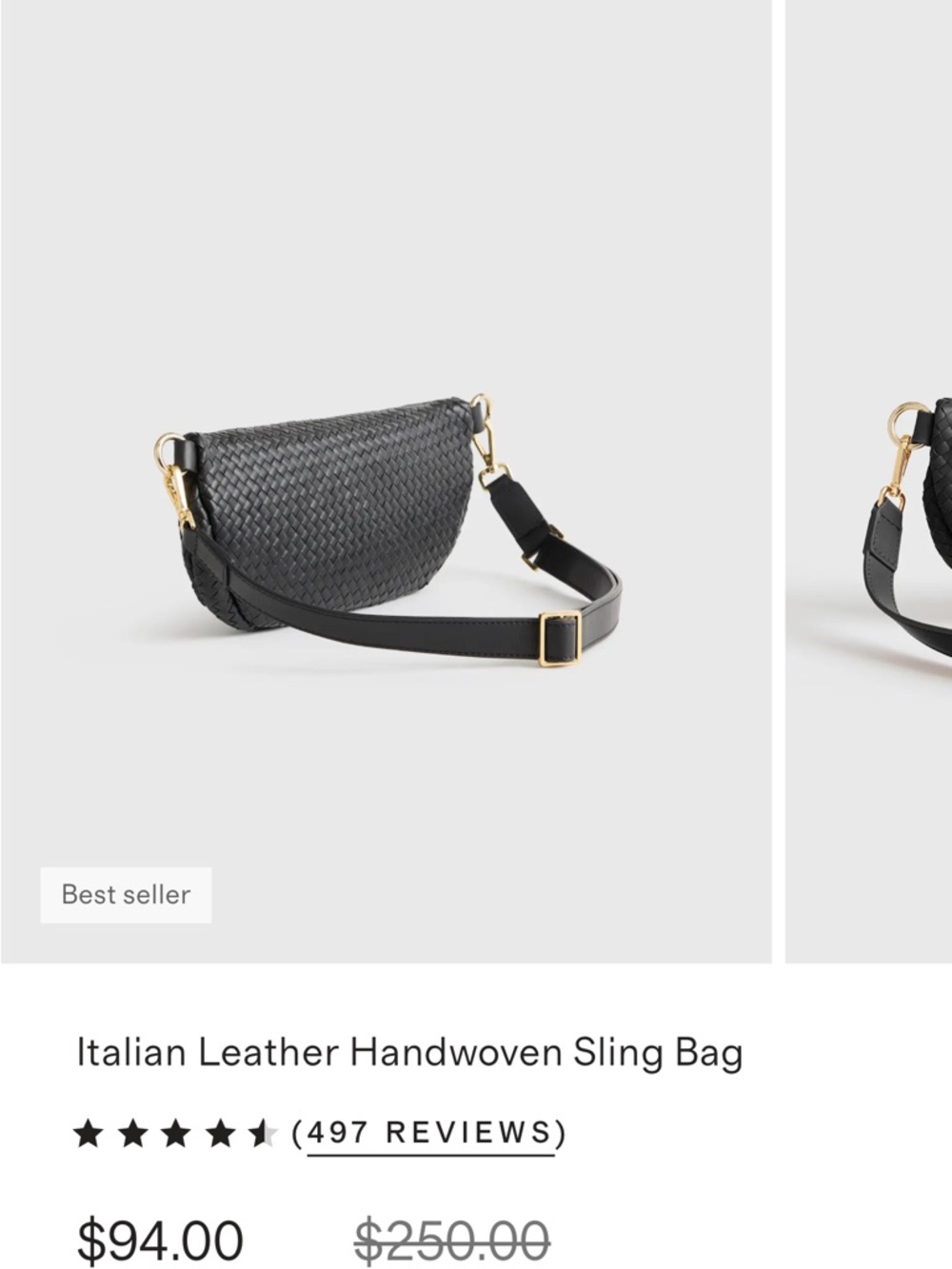 QUINCE Italian Leather Handwoven Bag in Black with Original Dustbag-Like New - Picture 2 of 5